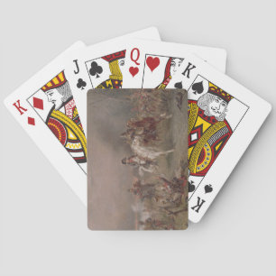 Napoleons reträtt (olja på kanfas) spel kort