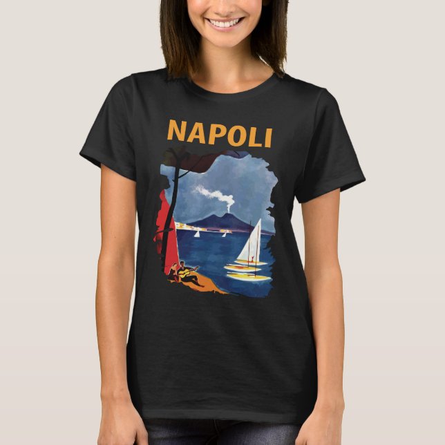 Napoli Bay Vesuvius Segling Resa T Shirt (Framsida)