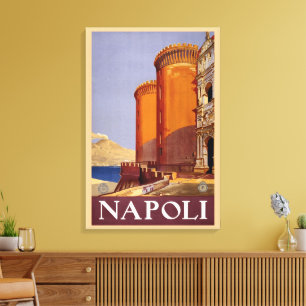Napoli, Italien, Castel Nuovo Slott Vintage Resa Canvastryck