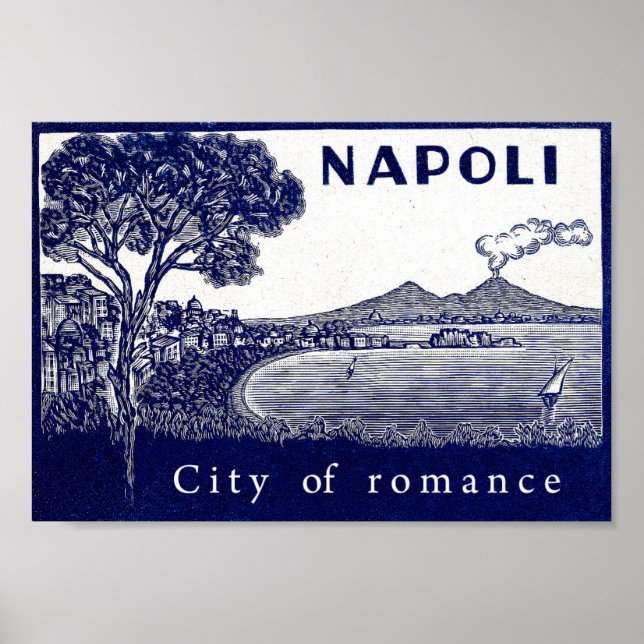 Napoli kust, Italien, stad, romantik, vulkan Poster (Framsidan)