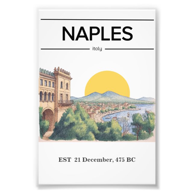 Napoli Minimalistisk Affisch för alla miljöer  Fototryck (Framsidan)