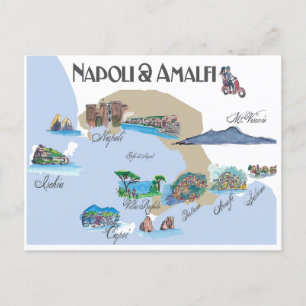 Napoli och Amalfi Kusten i Italien Vykort