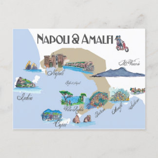 Napoli och Amalfikusten i Italien Vykort