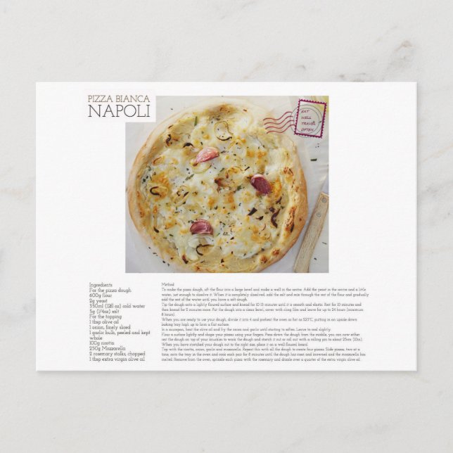 NAPOLI Pizza Bianca Recipe-vykort Vykort (Framsida)