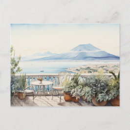 Napoli Serenitet: Digitala Akvarellkonsttryck Vykort