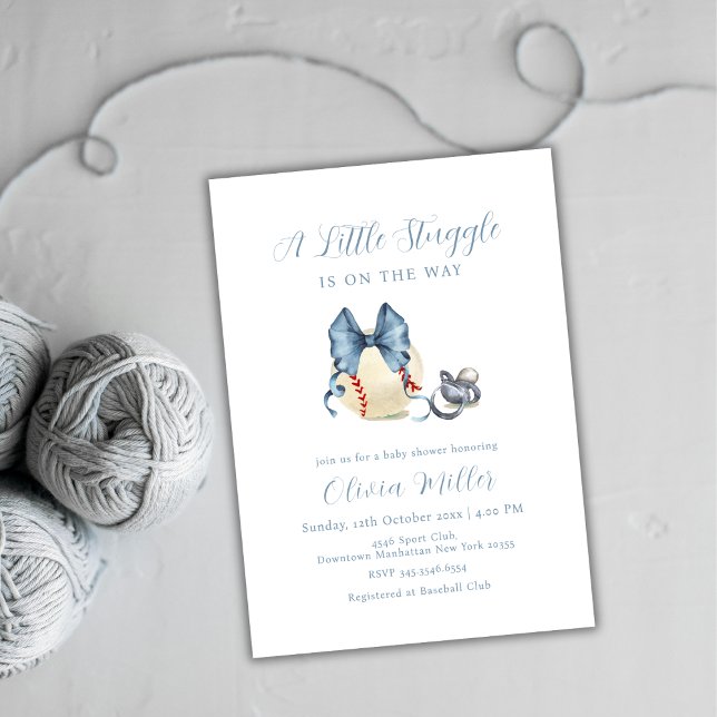 Napp Baseball Sport Bebis Bebis Shower Inbjudningar (Bow Pacifier Baseball Sport Baby Shower Invitation)