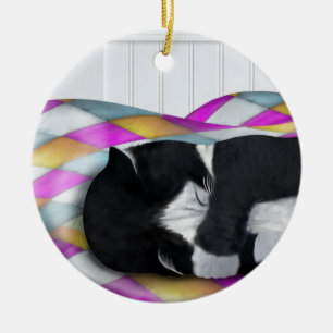 Nappa Tuxedo-katt Julgransprydnad Keramik