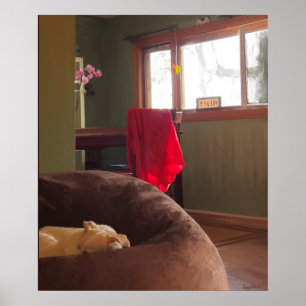Nappande hund kanvastryck för stillastående liv poster