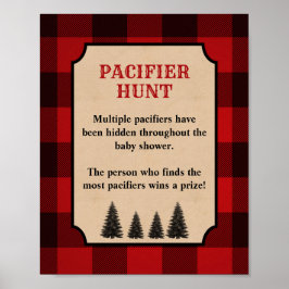 Nappar Hunt Baby Shower Game Sign Lumberjack Poster