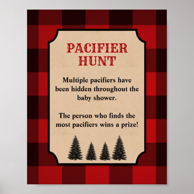Nappar Hunt Baby Shower Game Sign Lumberjack Poster (Framsidan)
