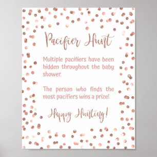 Nappar Hunt Baby Shower Game Sign Ro Guld Poster