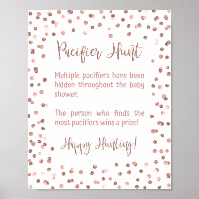 Nappar Hunt Baby Shower Game Sign Ro Guld Poster (Framsidan)