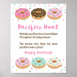 Nappar Hunt Baby Shower Rosa Donuts  Game Sign Poster