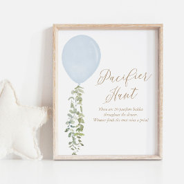 Nappar Hunt Blue Balloon Boy Shower Poster