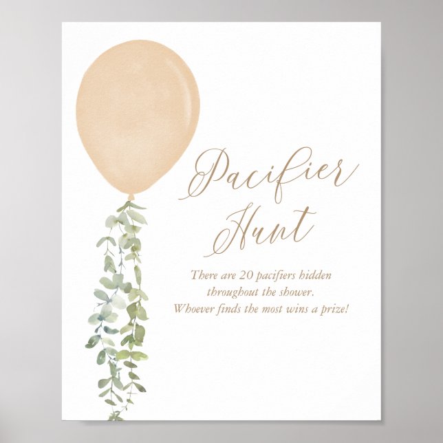 Nappar Hunt Blue Balloon Boy Shower Poster (Framsidan)