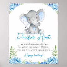 Nappar Hunt Blue Boy Elephant Baby Shower Peanut