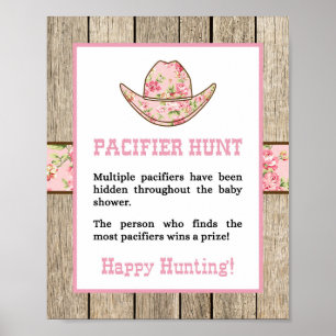 Nappar Hunt Cowgirl Baby Shower-skylt Poster