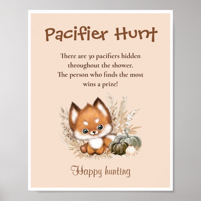 Nappar Hunt Fall Baby Shower Cute Fox-speltecken Poster (Framsidan)