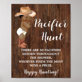 Nappar Hunt Game Abcowboy Baby Shower-skylt Poster