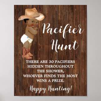 Nappar Hunt Game Abcowboy Baby Shower-skylt Poster