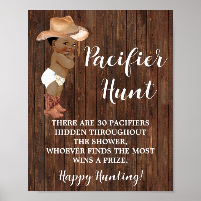 Nappar Hunt Game Abcowboy Baby Shower-skylt Poster (Framsidan)