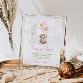 Nappar Hunt Game Girl Nalle Balloons Sign Poster