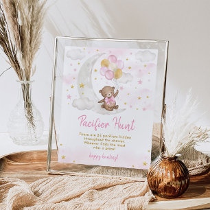 Nappar Hunt Game Girl Nalle Balloons Sign Poster