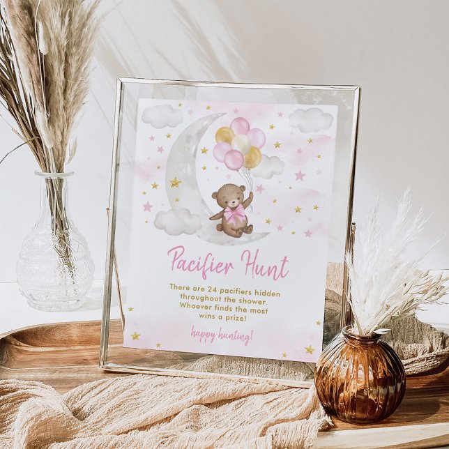 Nappar Hunt Game Girl Nalle Balloons Sign Poster (Skapare uppladdad)