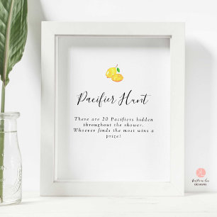Nappar Hunt Game Lemon Baby Shower enkel Poster