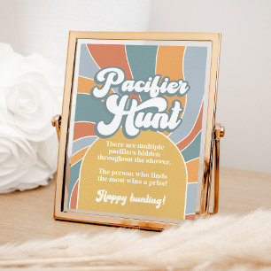 Nappar Hunt Groovy Retro Sunshine Baby Shower Poster