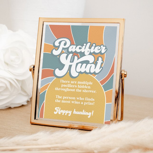Nappar Hunt Groovy Retro Sunshine Baby Shower Poster (Skapare uppladdad)