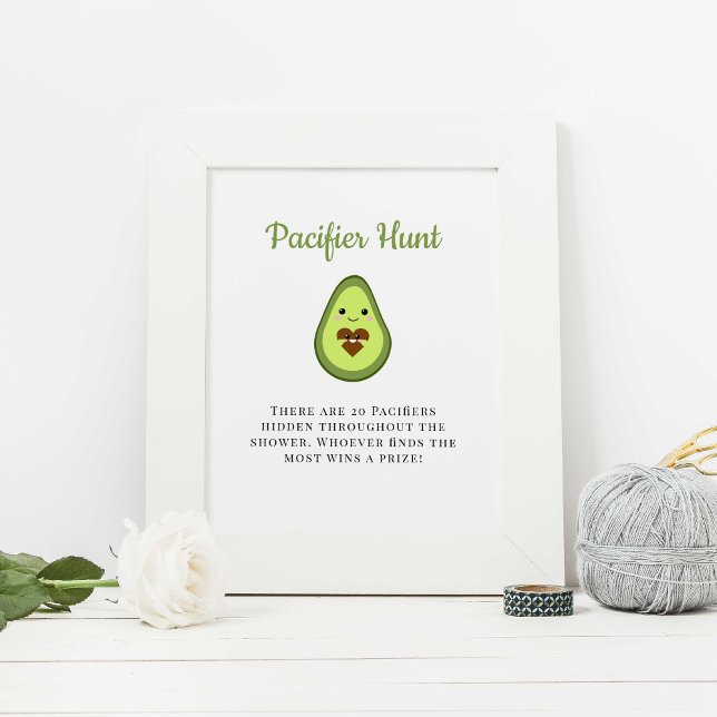 Nappar Hunt Kawaii Avocado Baby Shower Poster (Skapare uppladdad)