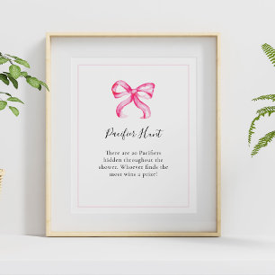 Nappar Hunt Rosa Bow Baby Shower Game Poster