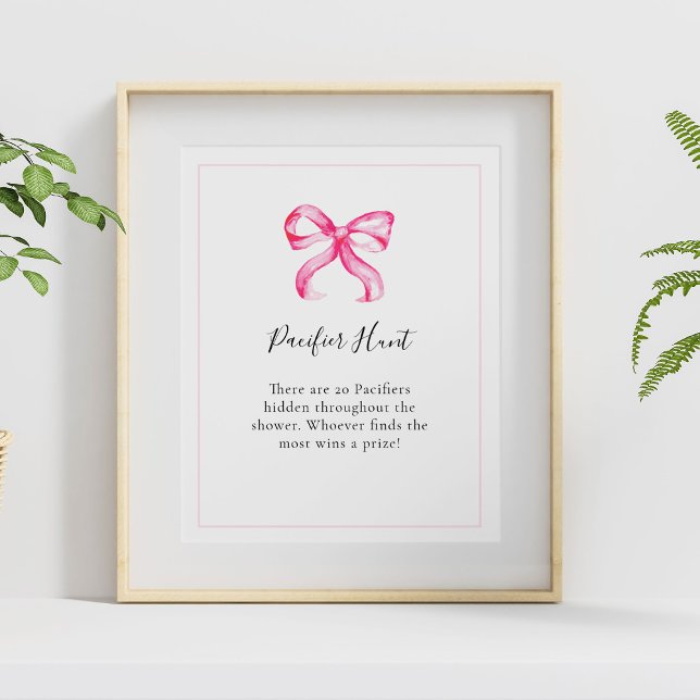 Nappar Hunt Rosa Bow Baby Shower Game Poster (Skapare uppladdad)
