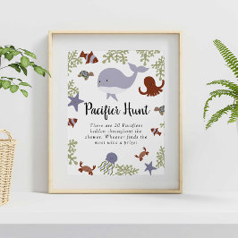 Nappar Hunt under Sea Baby Shower Game Cute Poster
