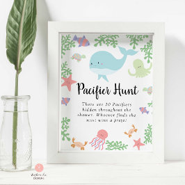Nappar Hunt under Sea Baby Shower Game Cute Poster