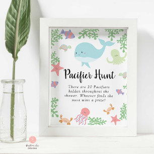Nappar Hunt under Sea Baby Shower Game Cute Poster