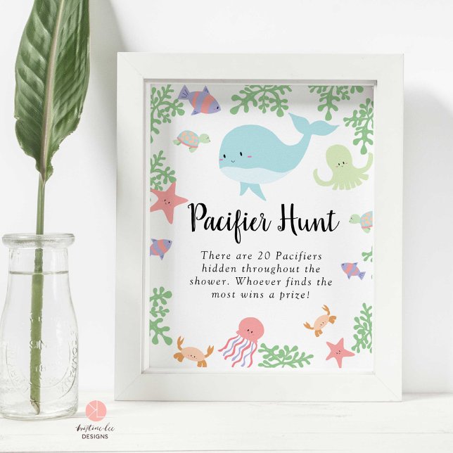 Nappar Hunt under Sea Baby Shower Game Cute Poster (Skapare uppladdad)