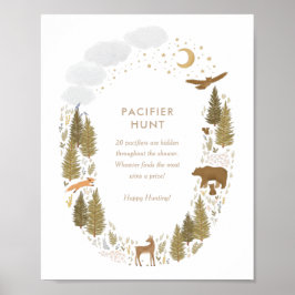 Nappar Hunt Woodland Baby Shower Sign Poster