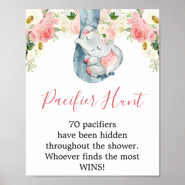 Nappar jagar jaktflicka, babydusch, elefant poster (Framsidan)