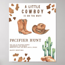 Nappar-jakt Cowboy Baby-duschspel Poster