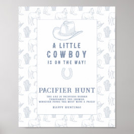 Nappar-jakt Cowboy Baby-duschspel Poster