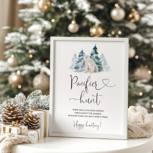 Nappar-jakt på babyduschspel i polar Poster