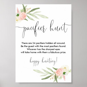 Nappar jakt på babyduschspel i rosa guld poster