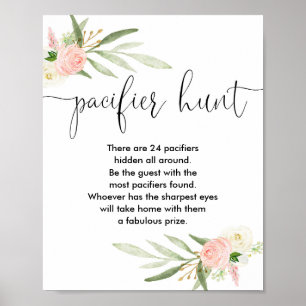 Nappar jakt på babyduschspel i rosa guld poster
