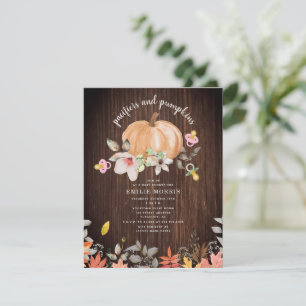 Nappar + Pumpkins Fall Wood Girl Baby Shower Inbjudningar