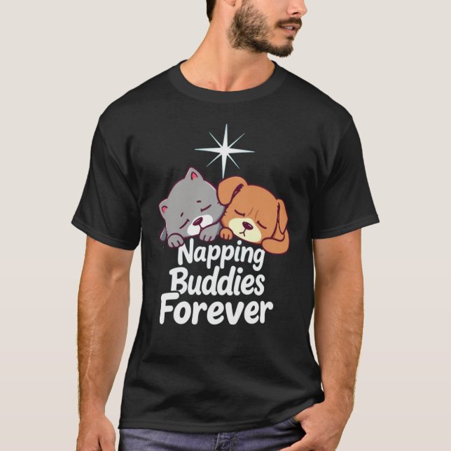 Napping Buddies Forever - t-shirt-design för katt/ T Shirt (Framsida)