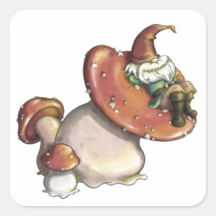Napping Gnome Fyrkantigt Klistermärke