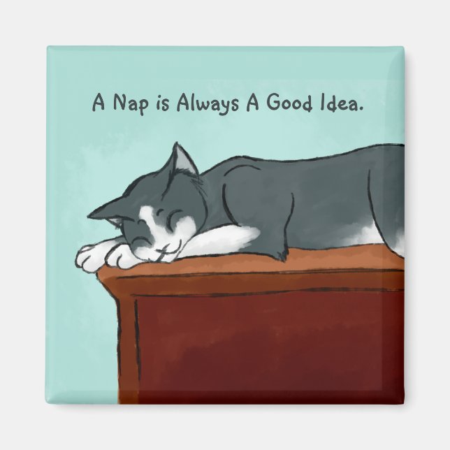 Napping Kattunge Magnet (Framsidan)