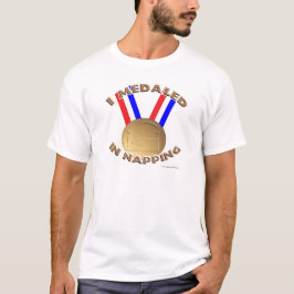 Napping Medal Champion Tecknad Slogan Tee Shirt